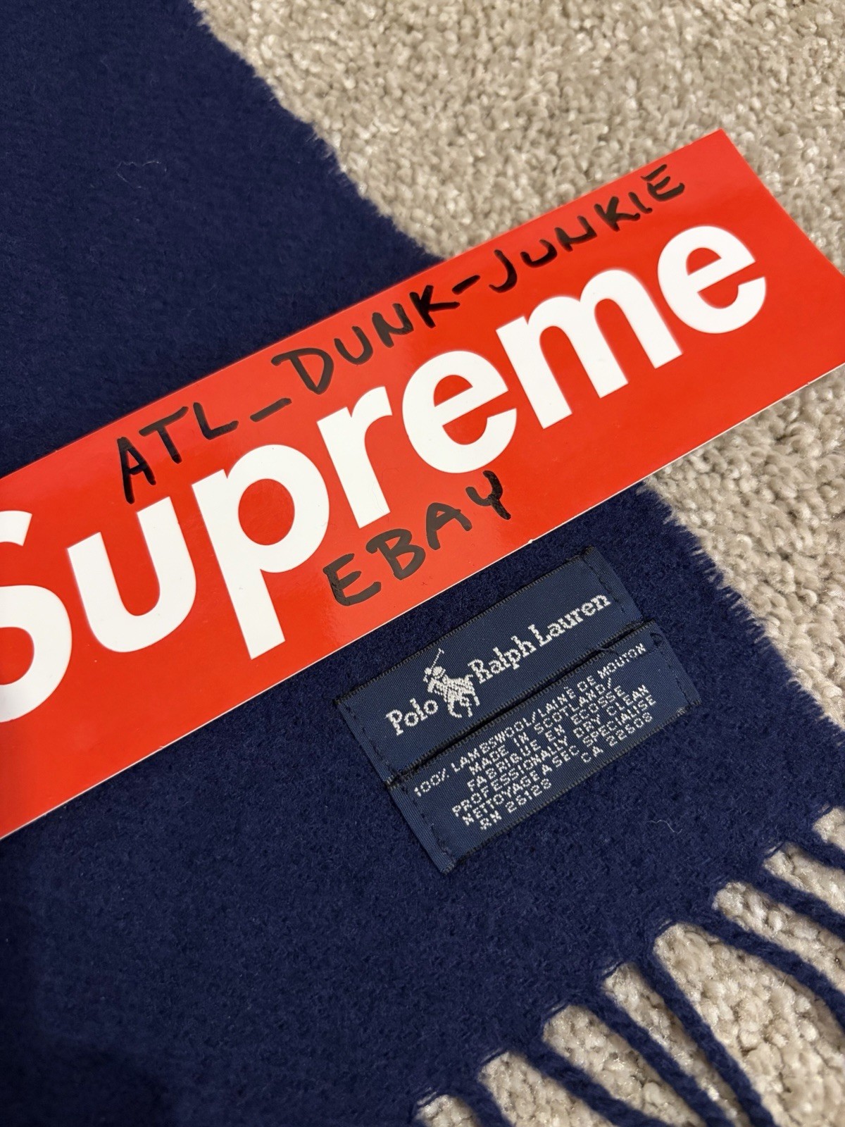 Polo Ralph Lauren Navy Blue Wool Scarf
