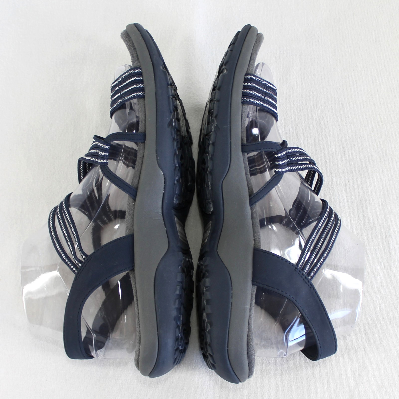 Skechers Reggae Slim Stretch Slinky Sandals Womens Size 9 Navy Silver Strappy