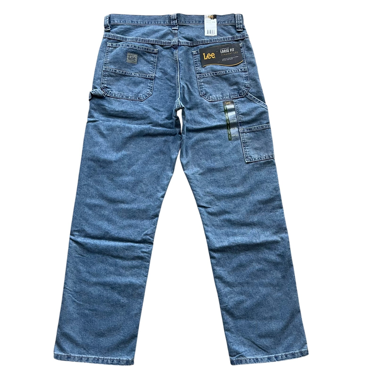 NWT Lee Mens Dungarees Denim Straight Leg Loose Fit Cargo Carpenter Jeans All Sz