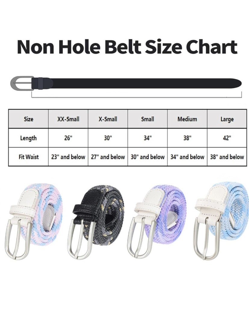 Multicolor Braided Elastic Stretch Oval Pin Buckle Leather Loop End Tip For Girl
