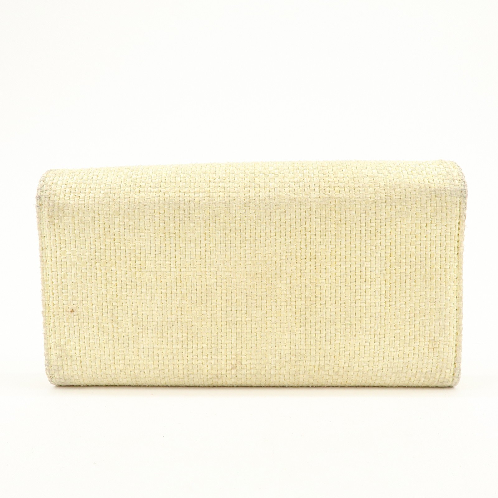 CHANEL Deauville COCO Mark Raffia Leather Long Wallet Yellow Authentic Used F/S