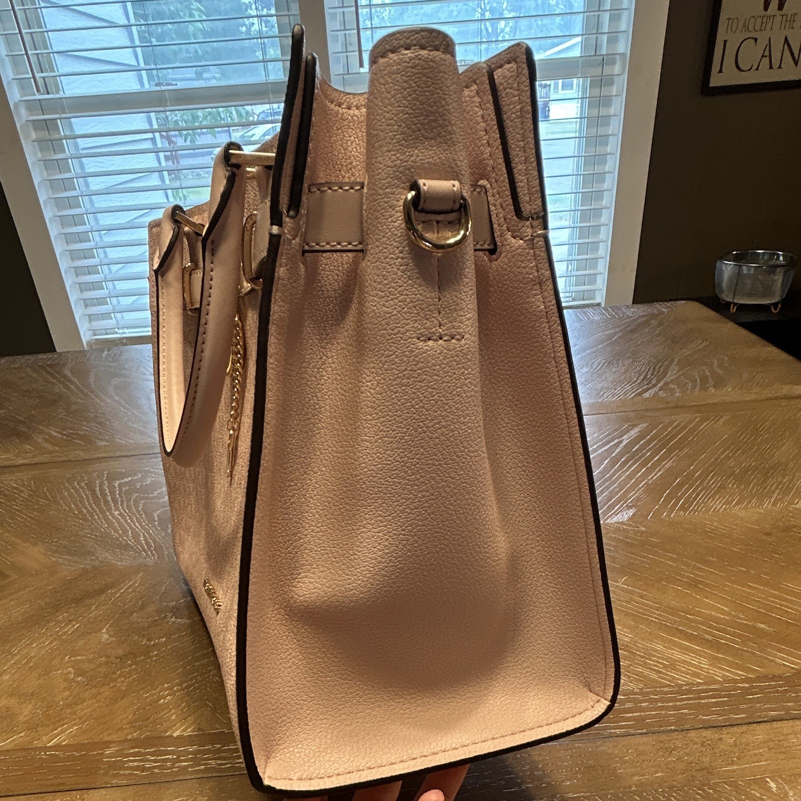 Michael Kors MK Monogram Medium Satchel Top Handle Bag Detachable Strap Pink