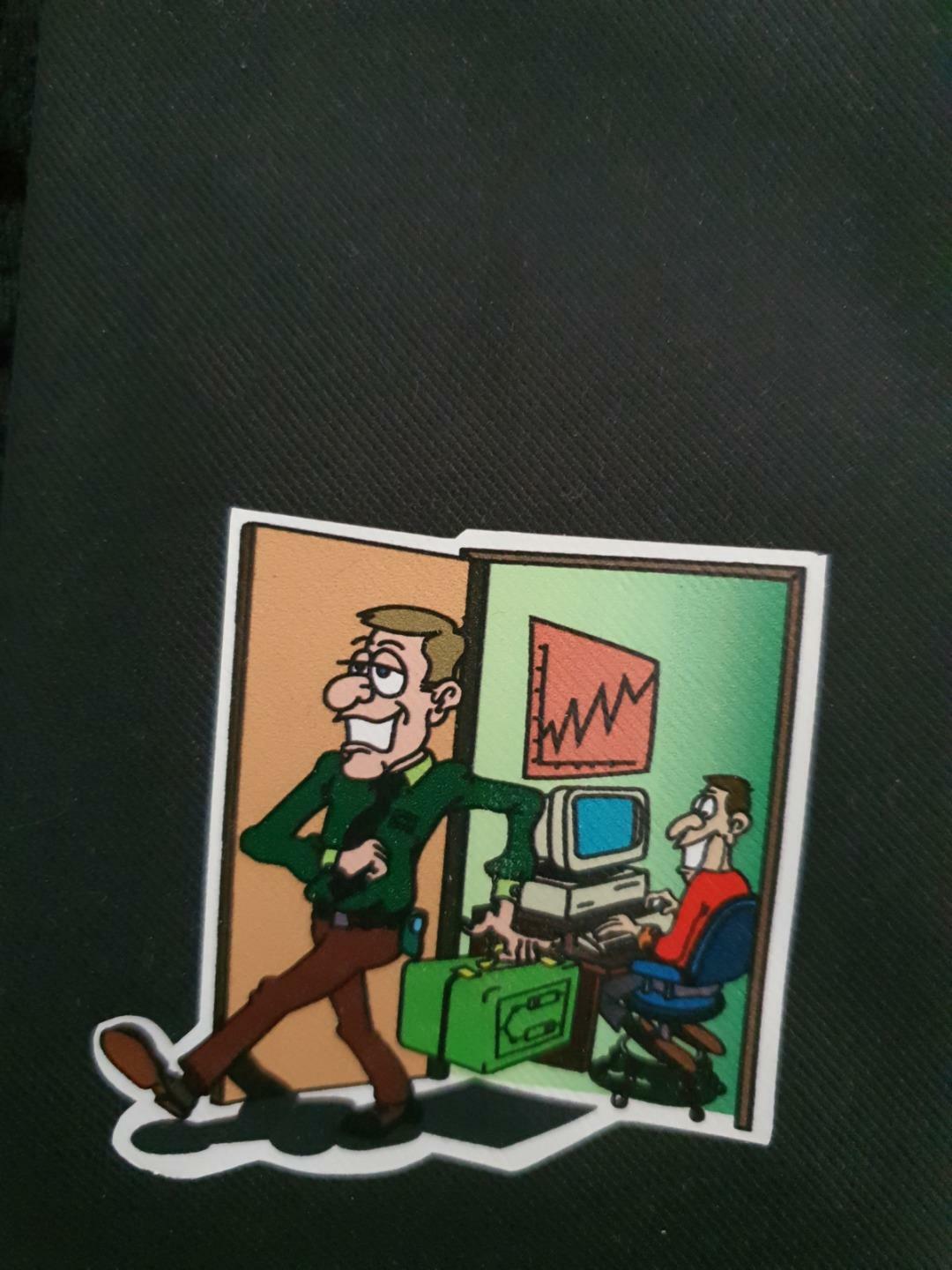 VINTAGE DEBENHAMS COMIC TIE – COMPUTER SHARE INVESTOR CARTOON MAN TIE – NEW