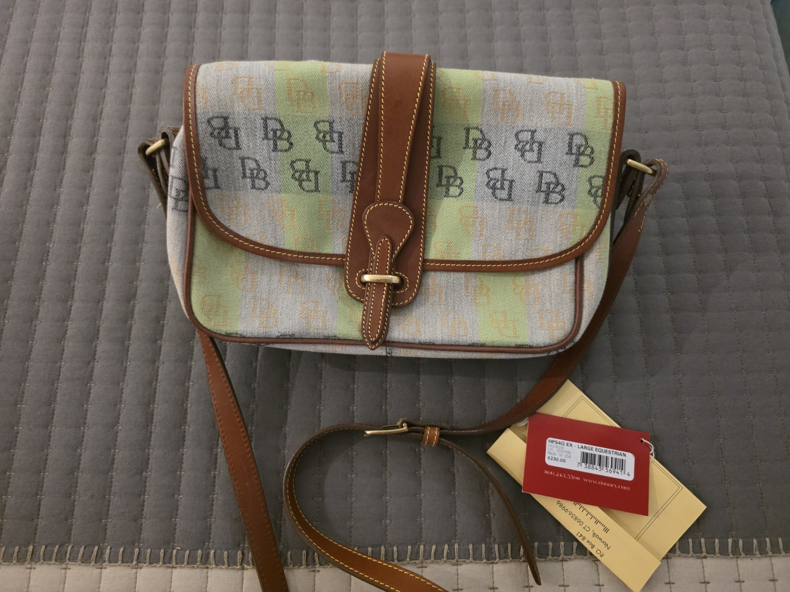 Dooney & Bourke Vintage Equestrian Bag Blue/Green/Tan Vintage