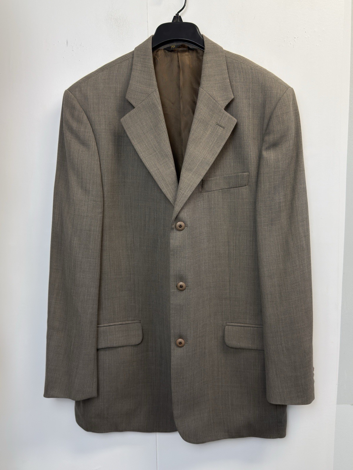 Bachrach Made in Italy Wool Jacket Blazer Mens 46L Taupe Brown 3 Button