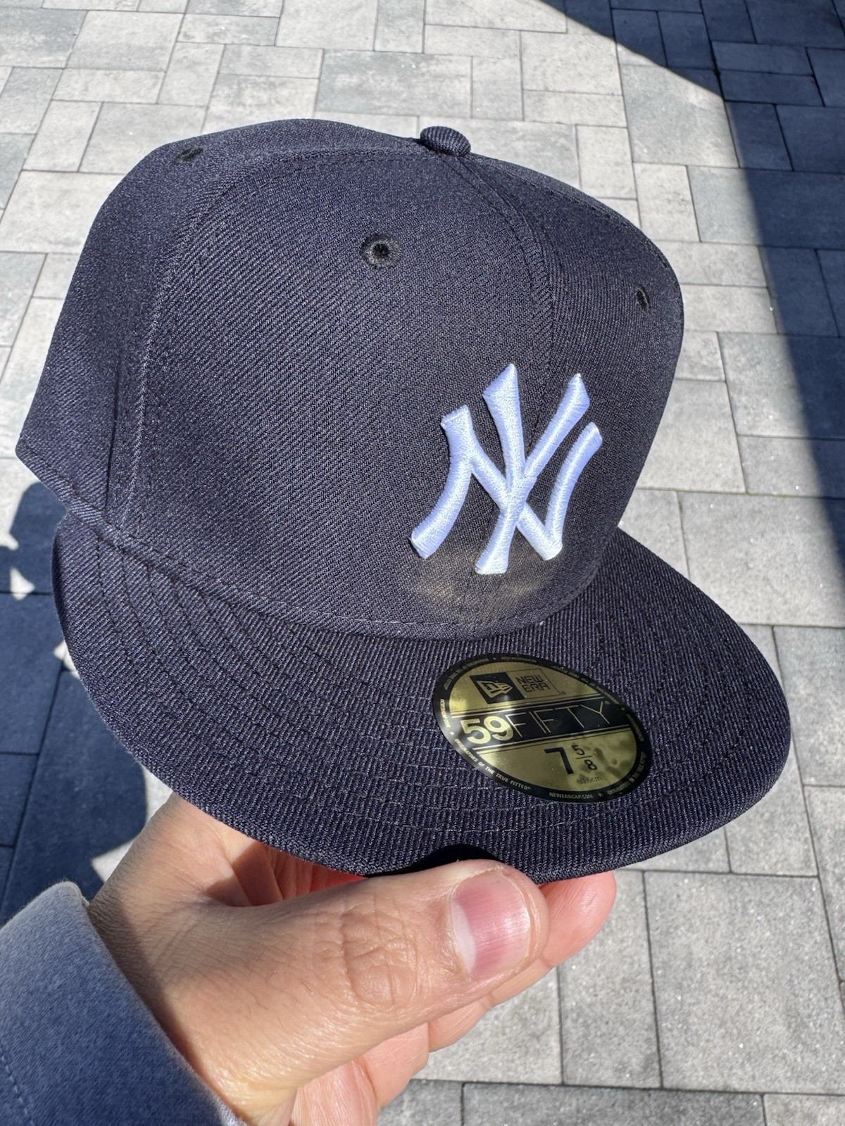 NEW YORK YANKEES NEW ERA NAVY BLUE 59FIFTY RETRO FIELD GRAY UNDERVISOR HAT OG