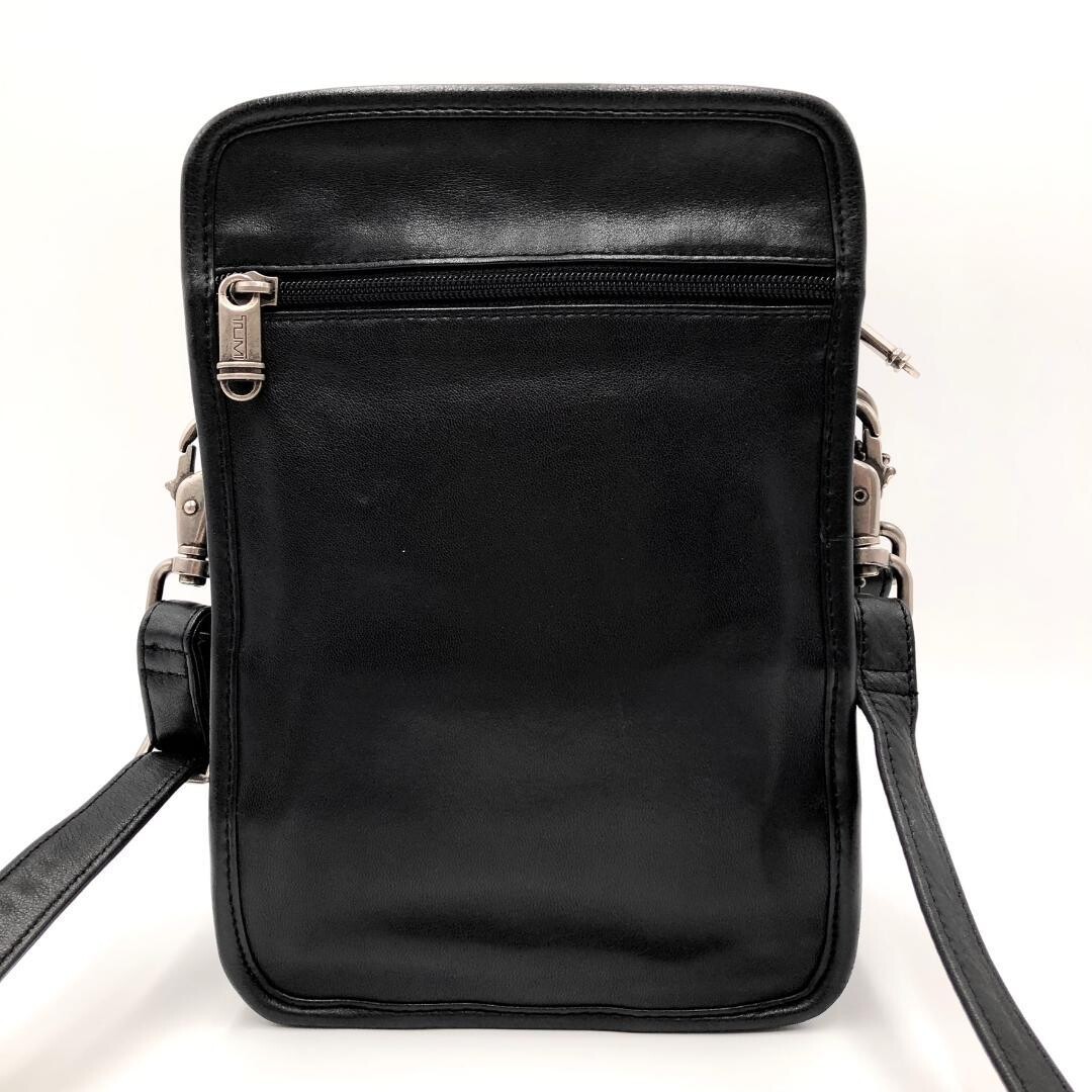 TUMI Leather Black Crossbody Shoulder Bag Travel Organizer Men’s 25cm 17cm