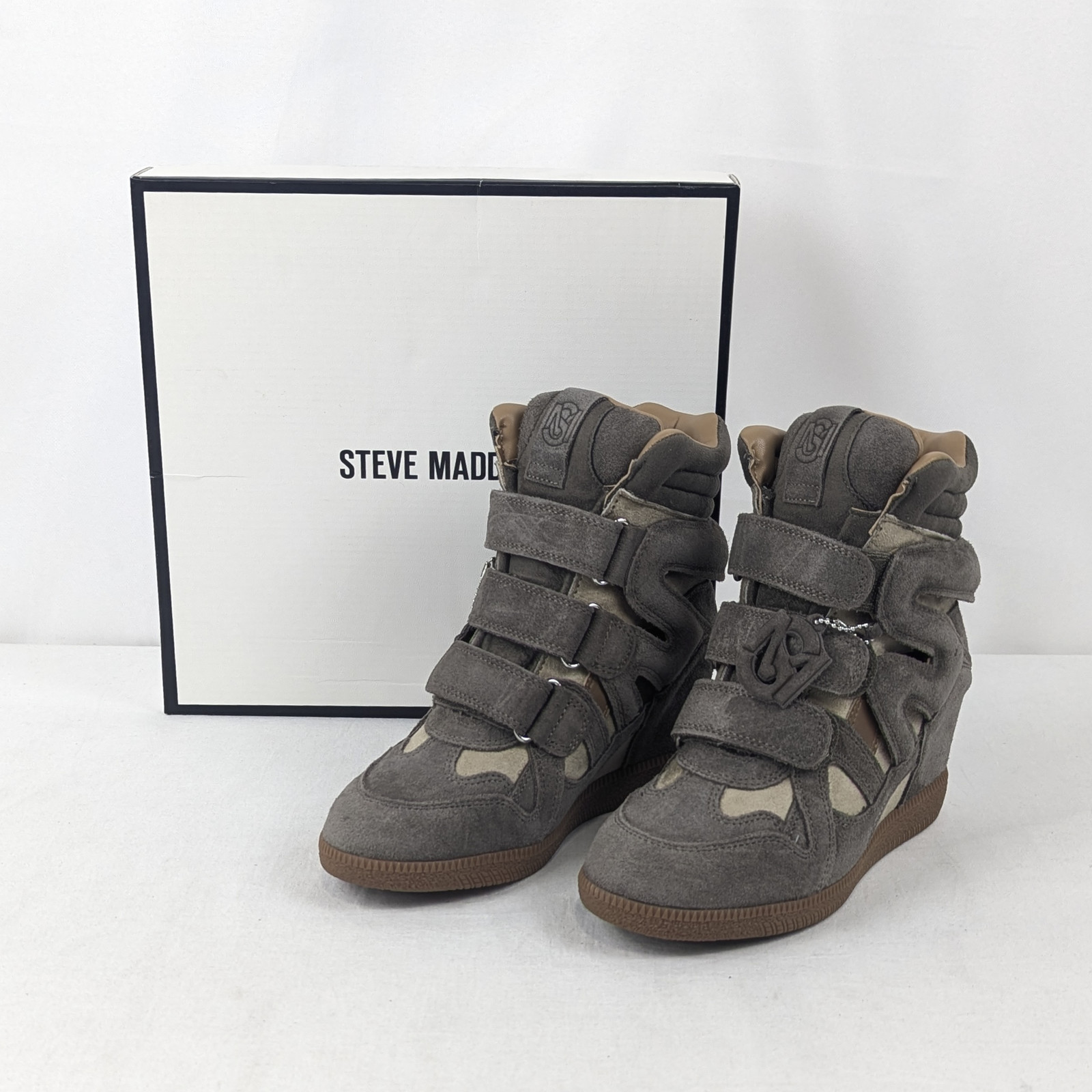 Steve Madden MAVIS High-Top Hidden Wedge Sneaker in Taupe Suede – Women’s US 6
