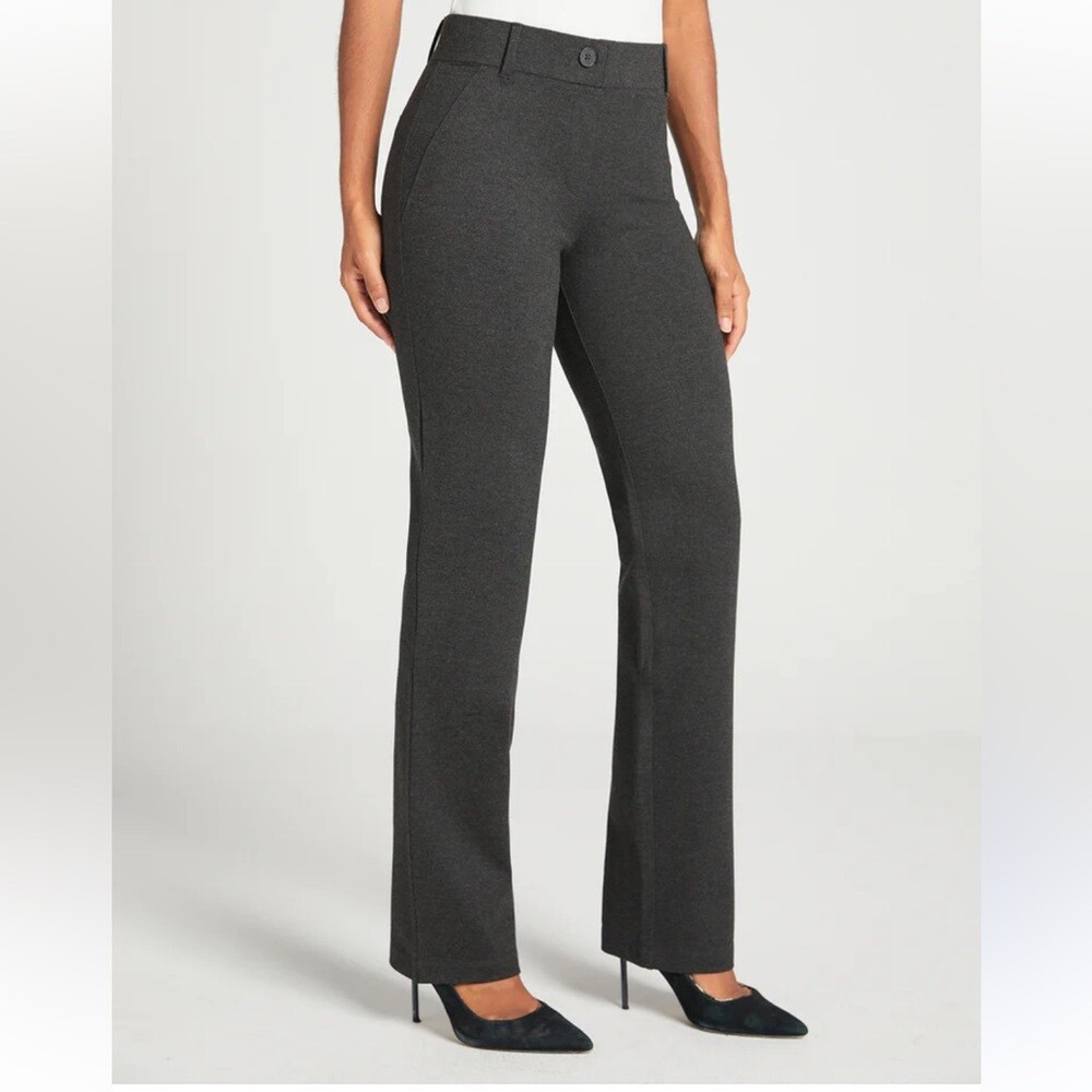 Dress Pant Yoga Pants Straight-Leg Classic Charcoal Gray Size XL