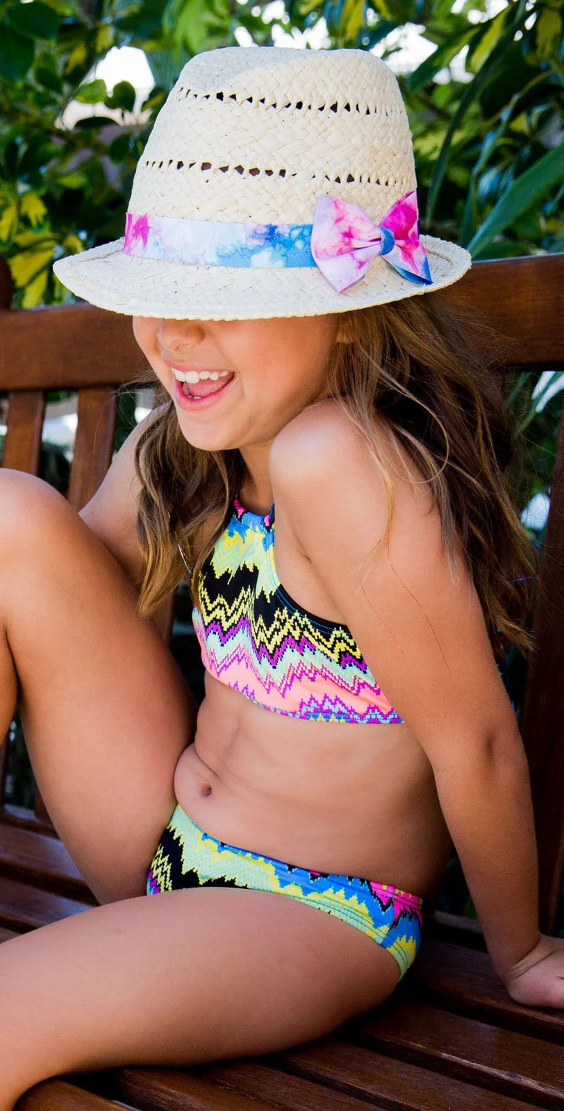 PilyQ Girl’s Clara High Neck Bikini Set