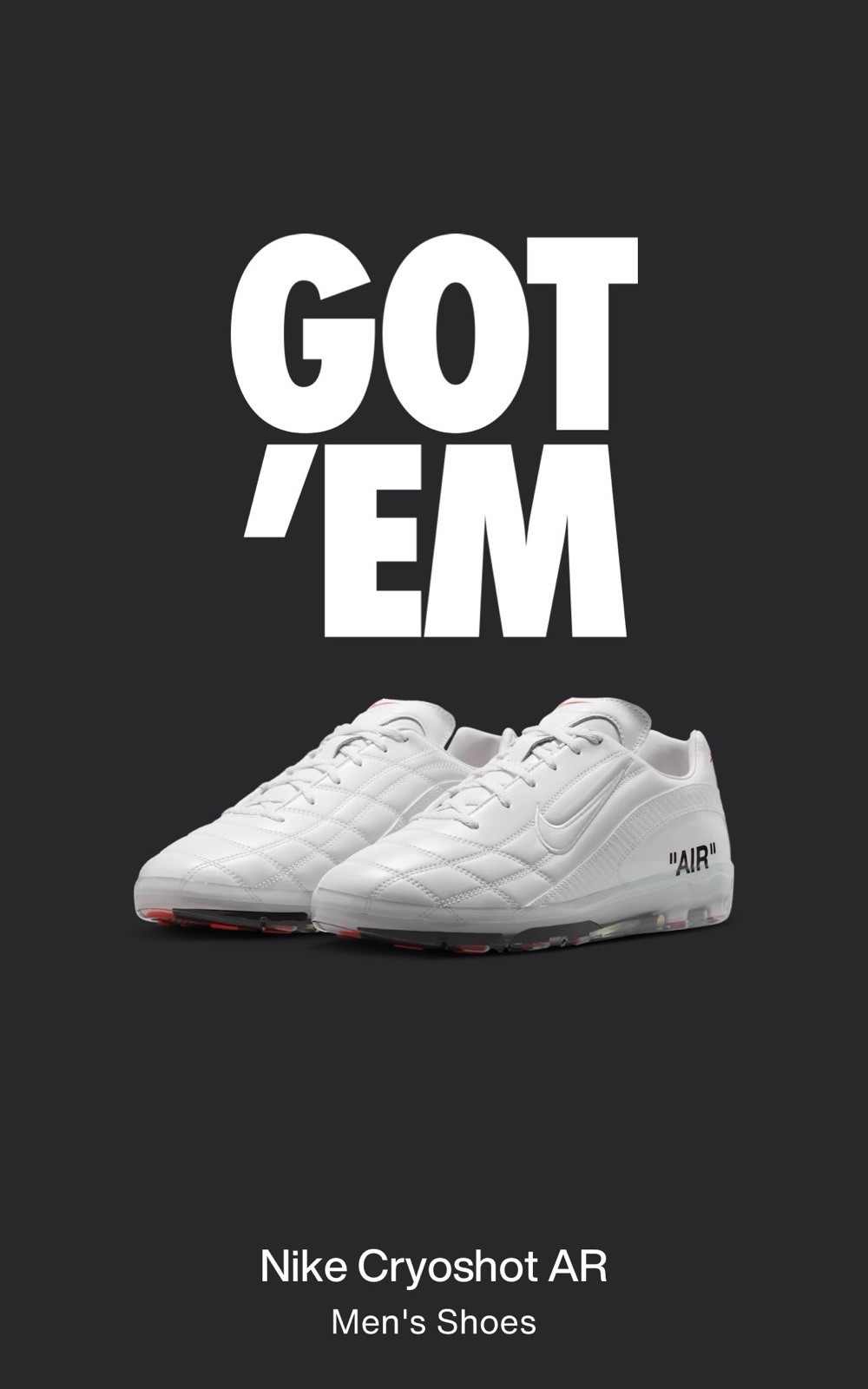 Virgil Abloh Archive Nike Cryoshot Zoom Size 10.5 Men
