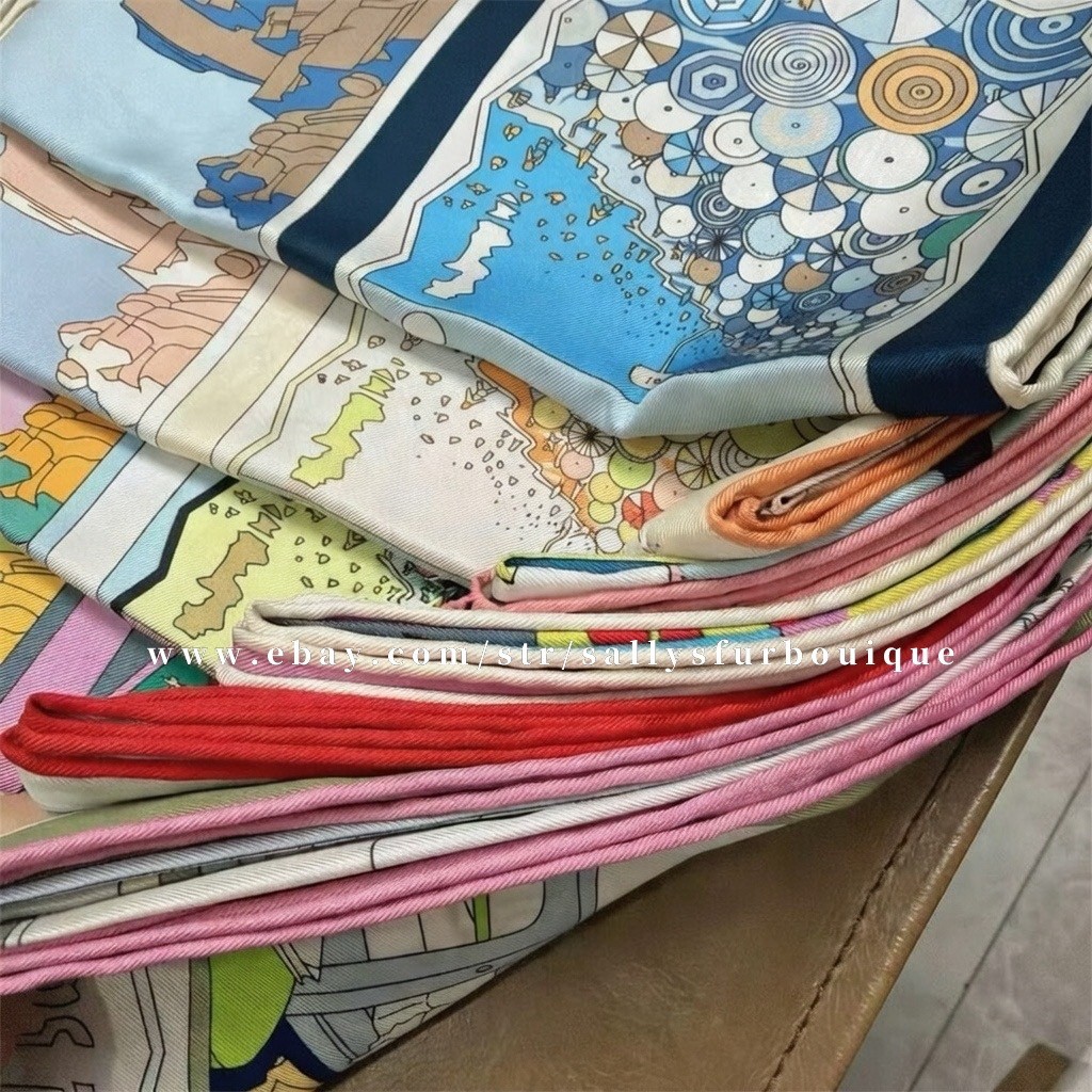 Sally Boutique 18 Momme Twill Silk Wrap Scarf Travel Print Double Face Shawl 35″