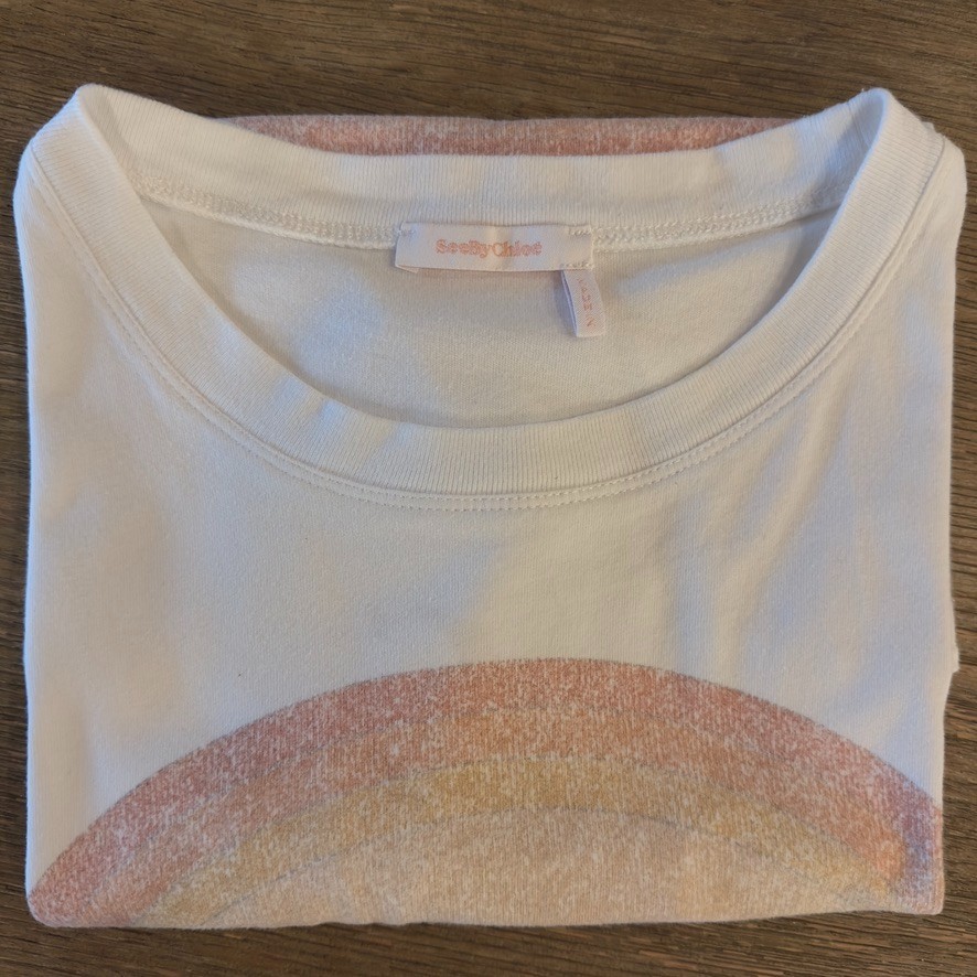 See By Chloe Sunrise Tee-White Powder-Graphic print-Short Sleeve Designer Top-S