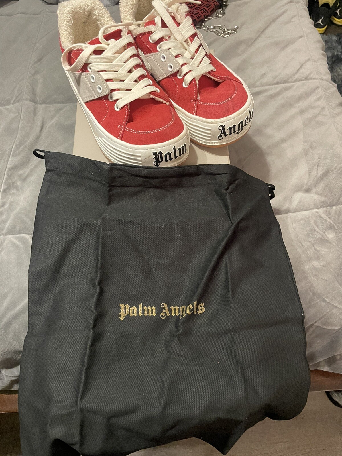 Palm Angels Red Low top Furry Sneakers Size 8us/41eu (no Box, Only Dustbag)