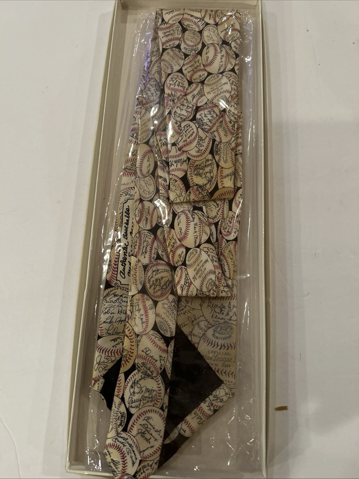 Museum Artifacts Silk Baseball Themed Necktie “Authentic Signatures 1902-1939 “