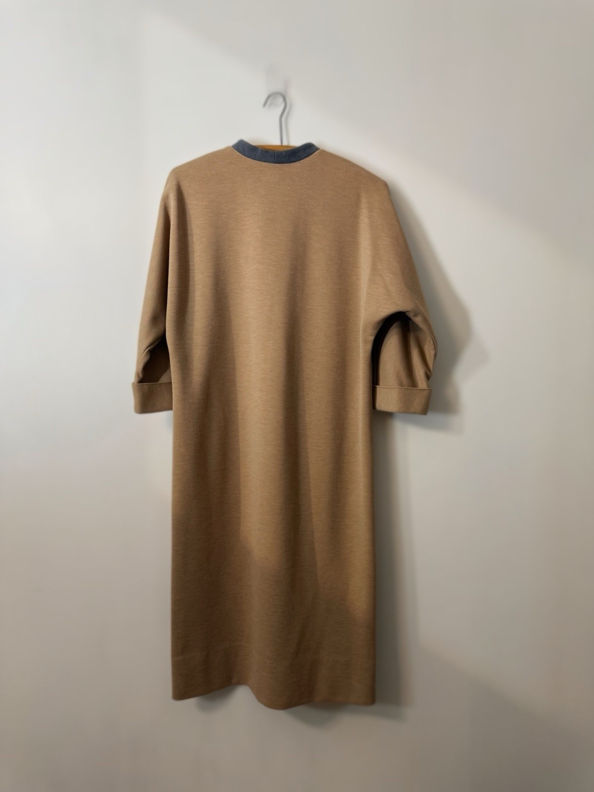 Vintage Hal Hardin Tan Shift Dress Slate Gray Collar Mod Women’s Size 14