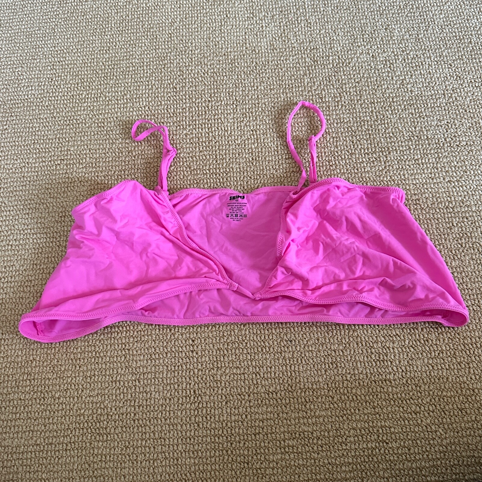 Skims Neon Orchid Micro Cording V Neck Crop Top Bralette, Size 4X New