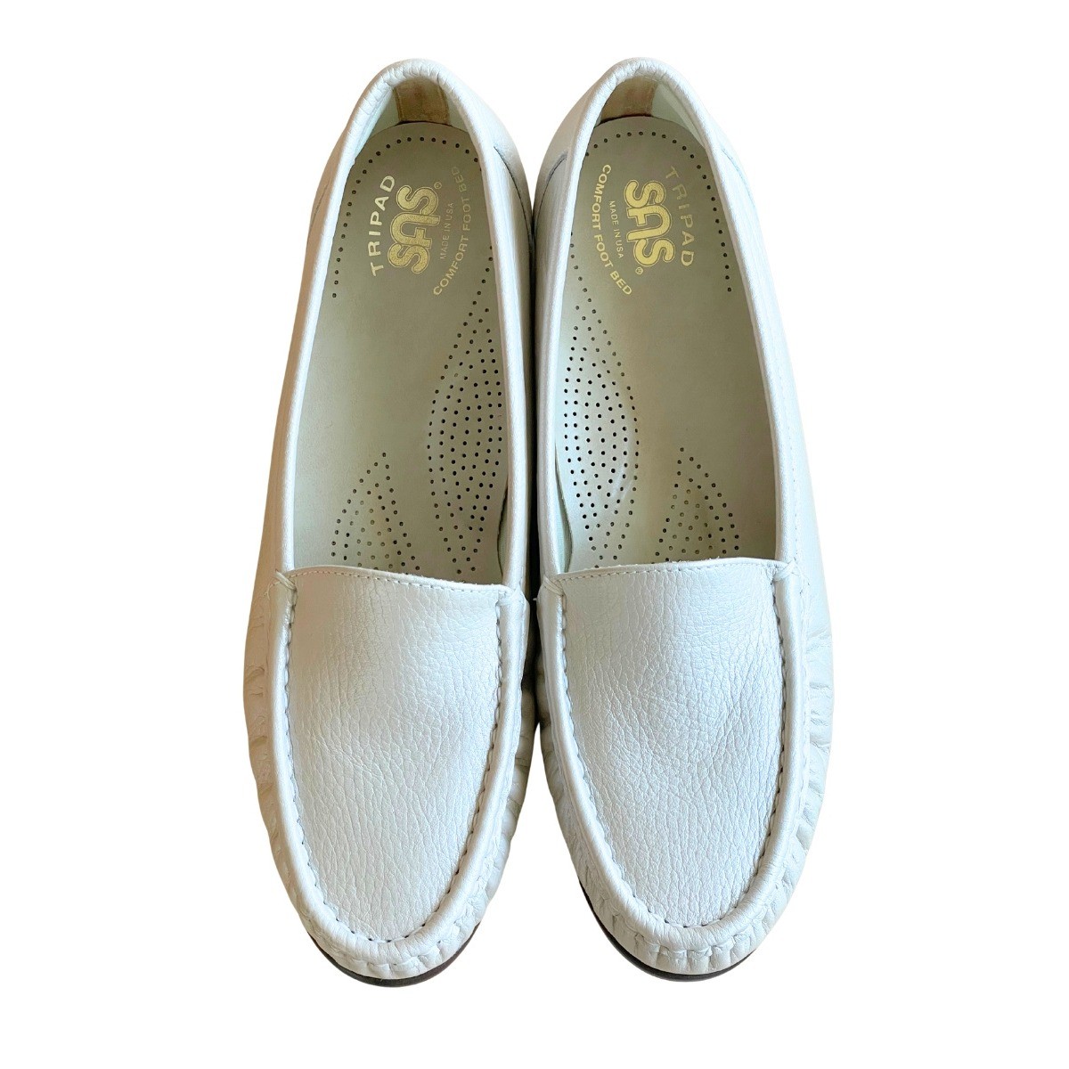 NEW w/o Box SAS Simplify Comfort Leather Loafers, Pearl Bone – Size 8.5