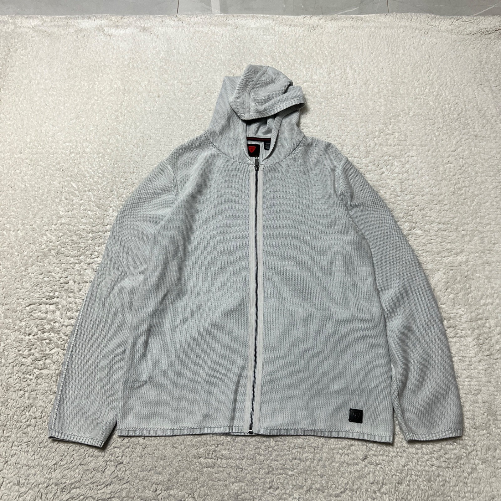 Strellson Jacket Men Extra Large Gray Knit Full Zip Sweater Hoodie Casual