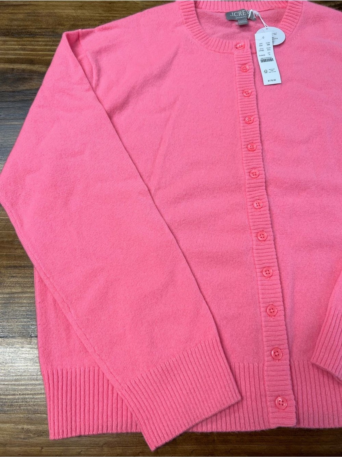 J. Crew Perfect Cashmere Cardigan in Neon Vivid Coral Size XL NWT