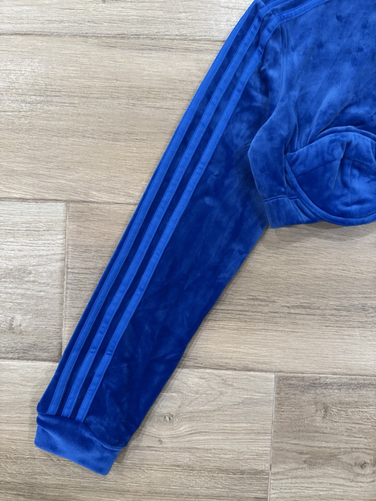 Adidas Jeremy Scott Velour Track Jacket LARGE Cropped Zip Designer Streetwear