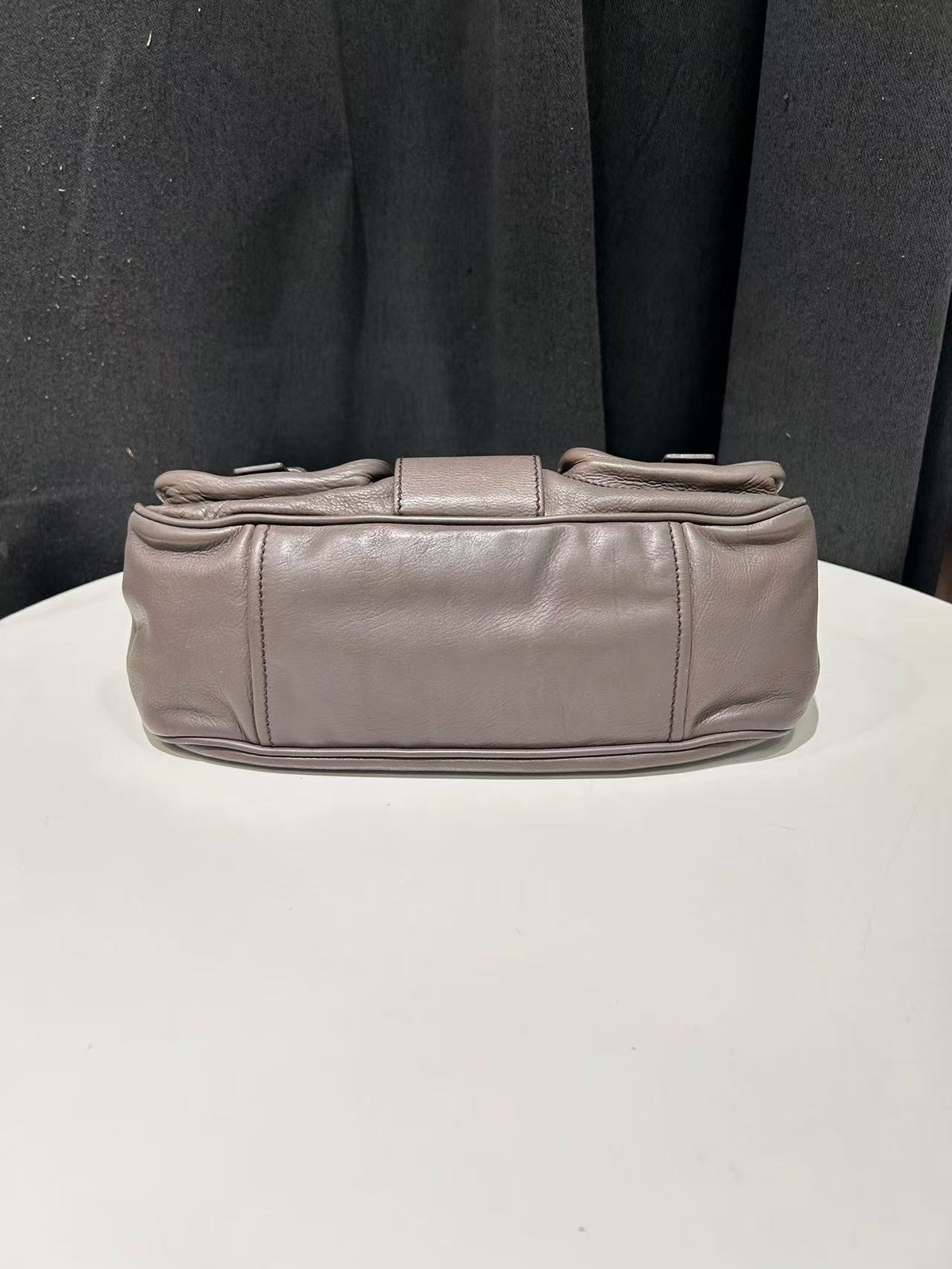 Authentic Prada Black Calf Leather Double Pocket Shoulder Bag Italy