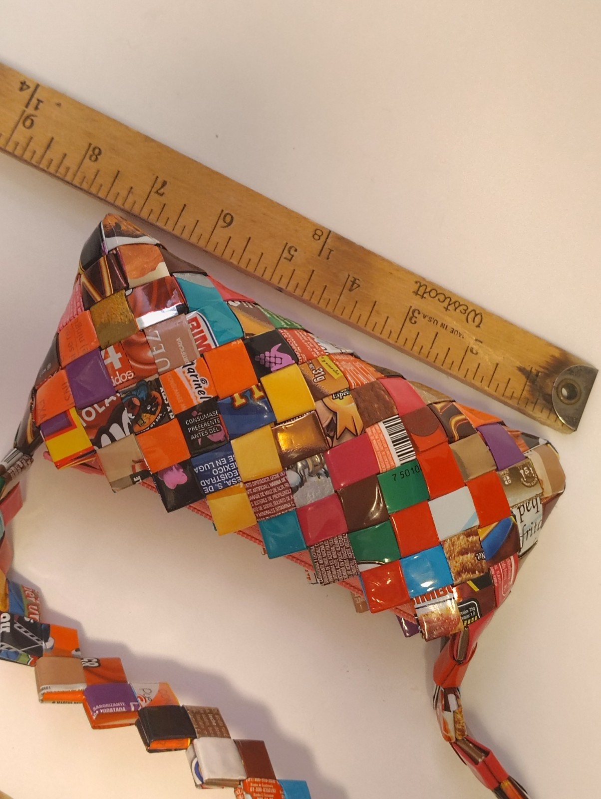 Small Colorful Recycled Candy Snack Wrapper Purse Handbag Zipper Retro