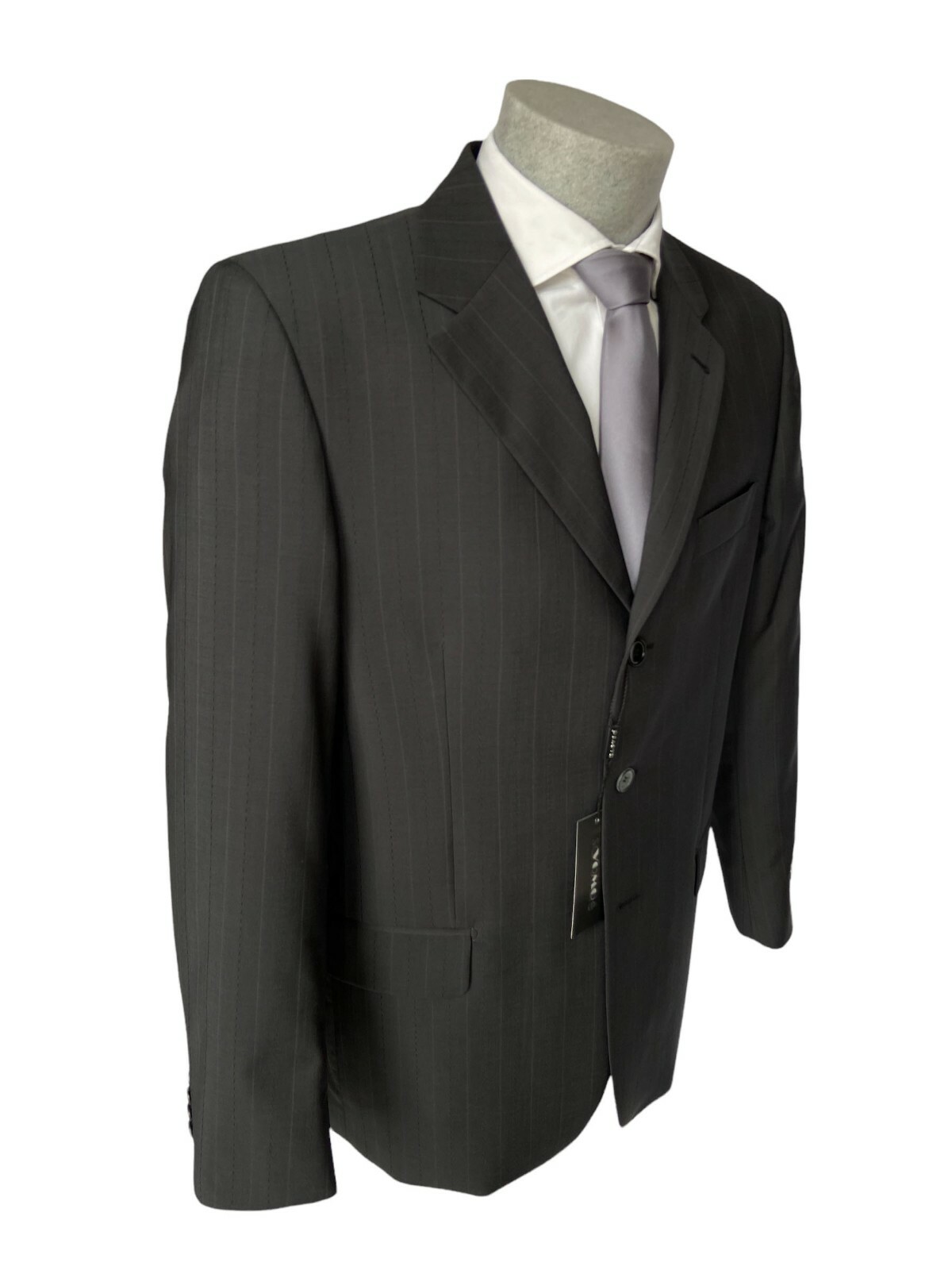 Abito uomo RAGUSO, grigio scuro a righe, DROP 6 in fresco Lana MARZOTTO, -70%.