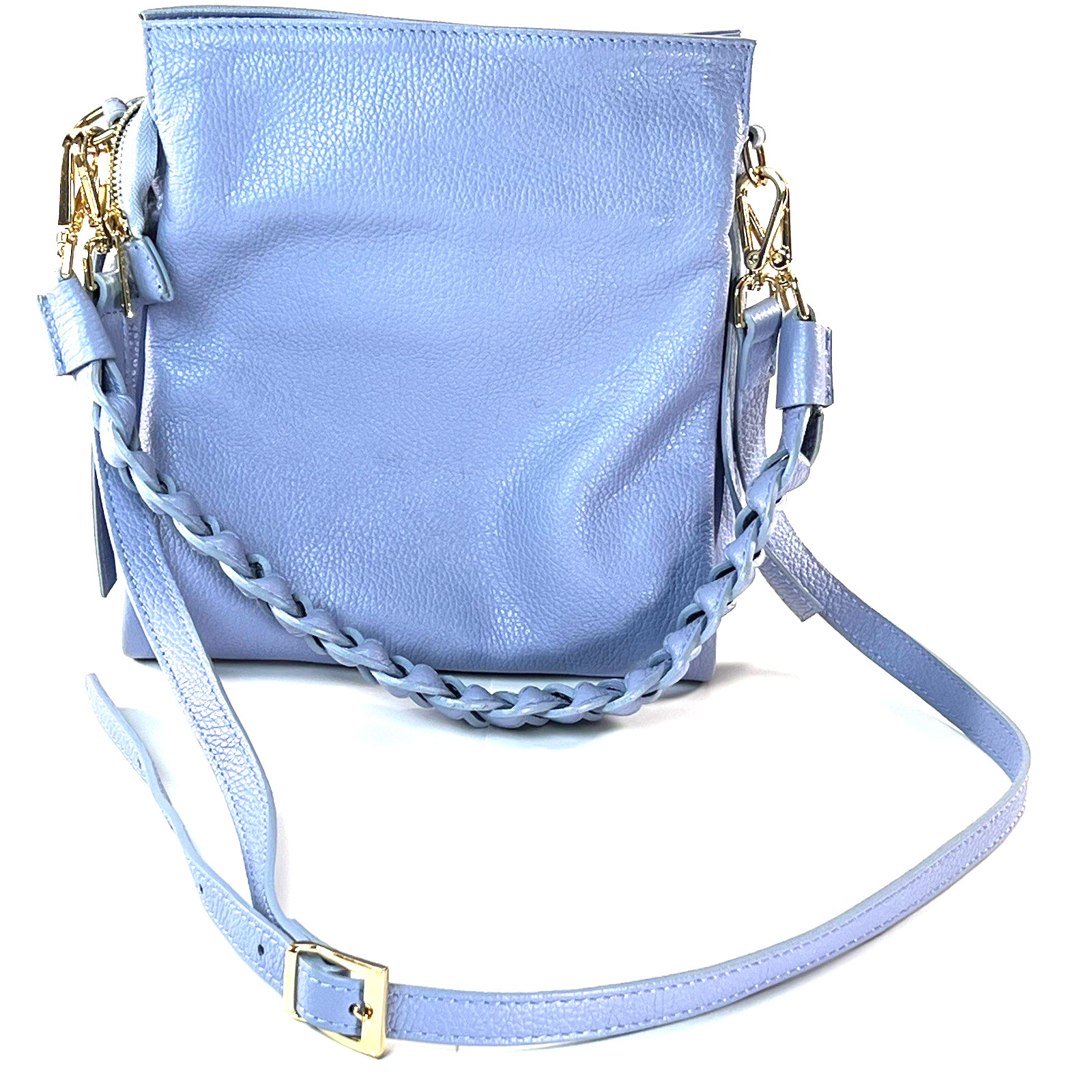 NEW! Italian Genuine Pebbled Leather Purse Combination Handbag/Crossover Design