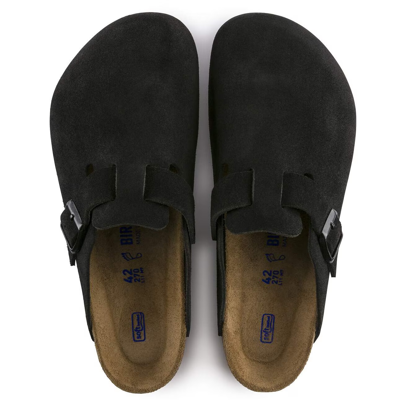 Birkenstock Boston Soft Footbed Suede Leather Clog Black Unisex EU 37-45