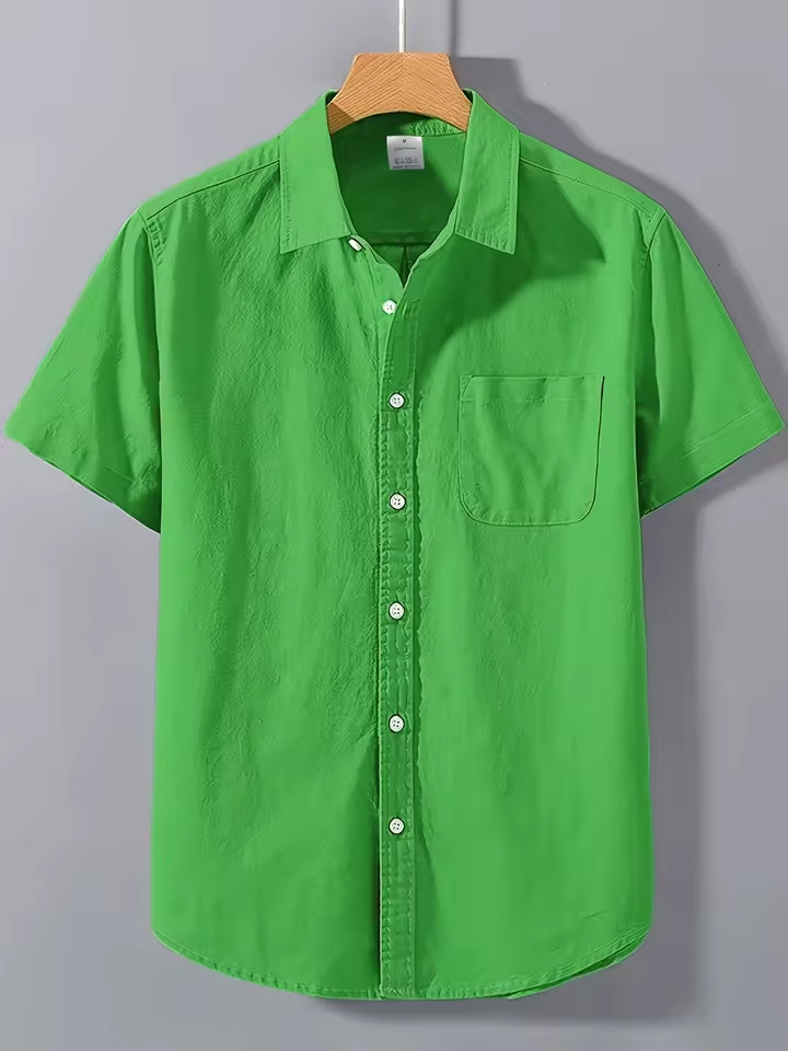 Mens Short Sleeve Casual Button Down Shirts Summer Untucked Dress Shirts