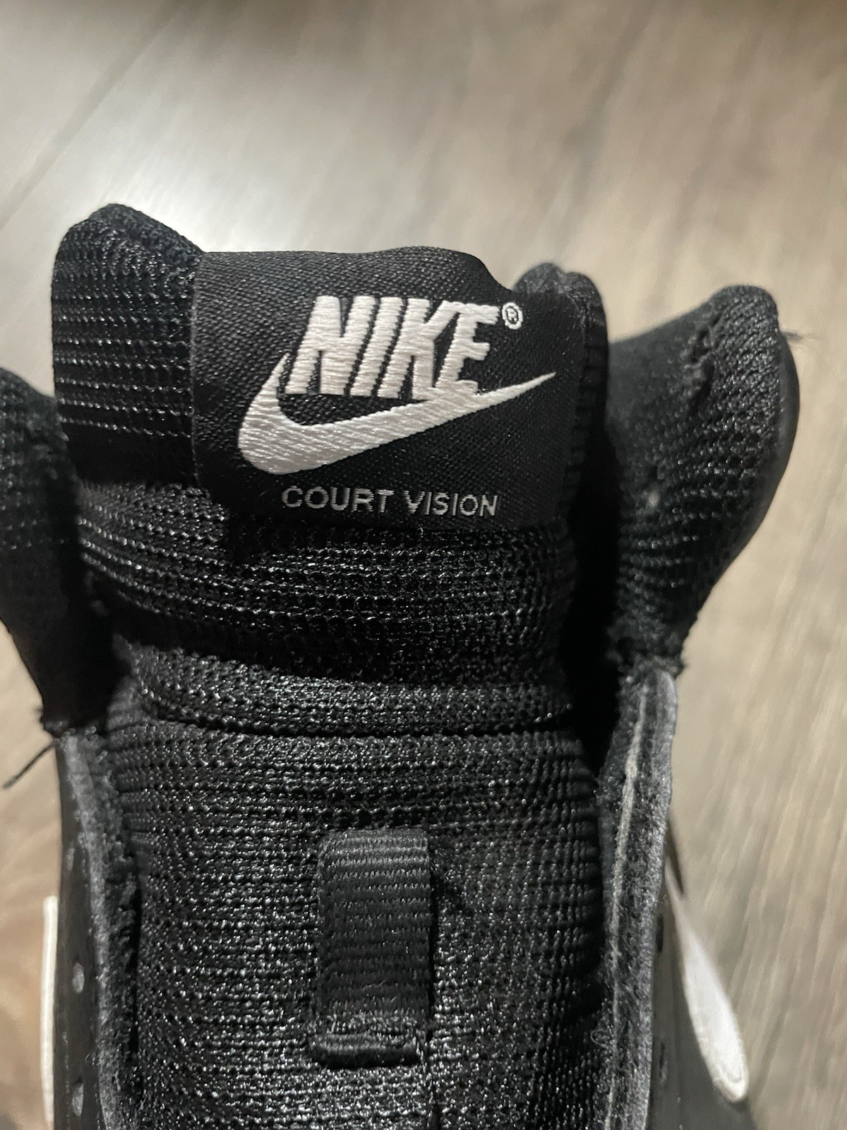 Nike Court Vision Men’s Mid Top Lace-Up Leather Sneaker Black/White
