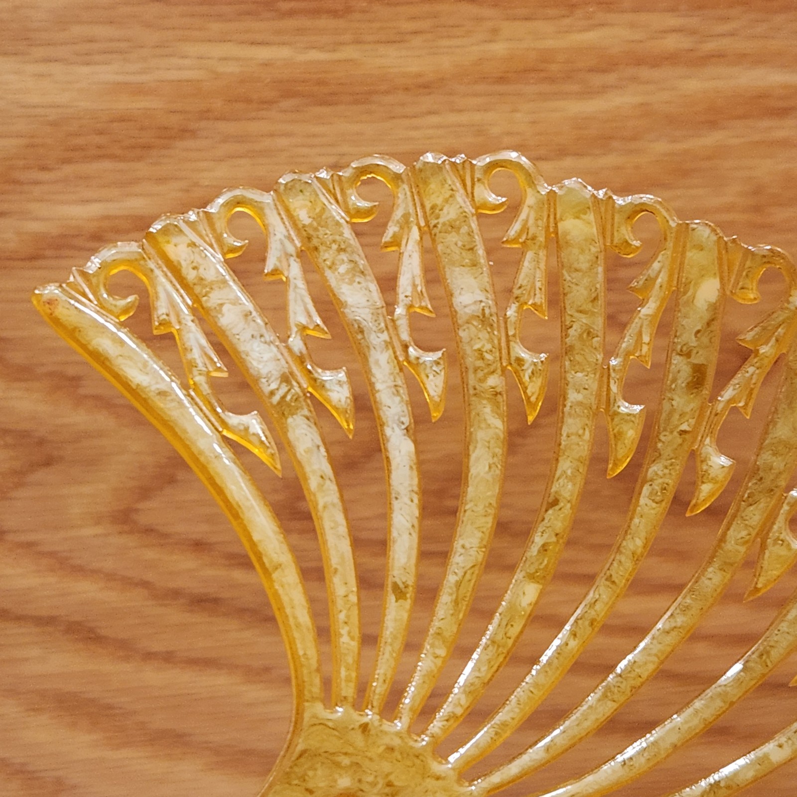Vintage Art Deco Style Faux Tortoise Shell Amber Mantilla Hair Comb Pick Lucite?