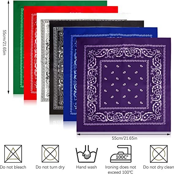 Lot of 12 Wholesale 100% Cotton Paisley Print Bandana Head Wrap Scarf Face Mask