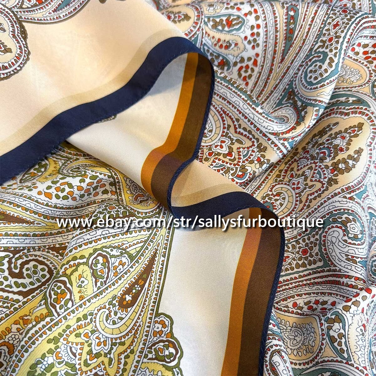 Boutique 14 Momme Twill Silk Paisley Print Double Face Necktie Scarf 65cm