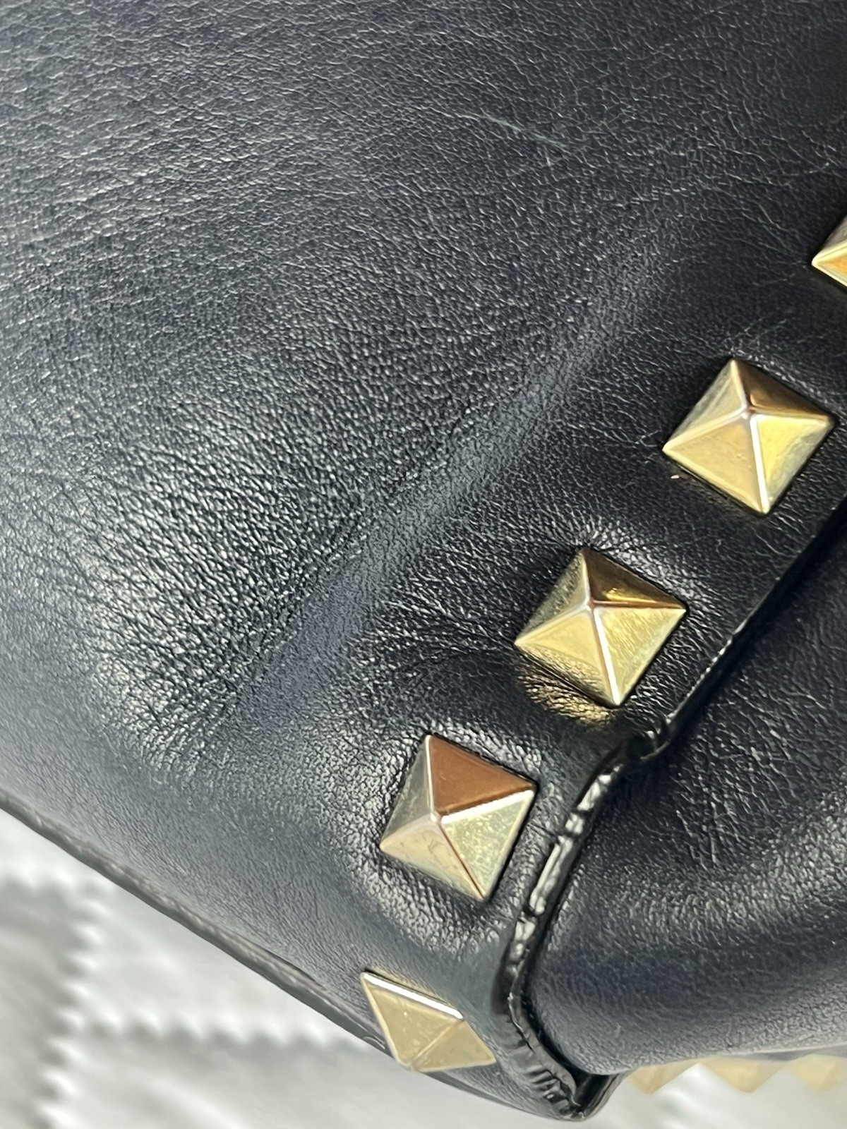 Valentino Garavani Rockstud Small Navy Blue Leather Top Handle Shoulder Bag
