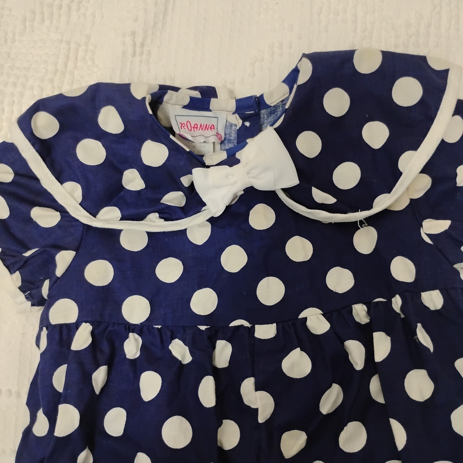 Vintage Blue Polka Dot Roanna Romper 18m Made In The USA