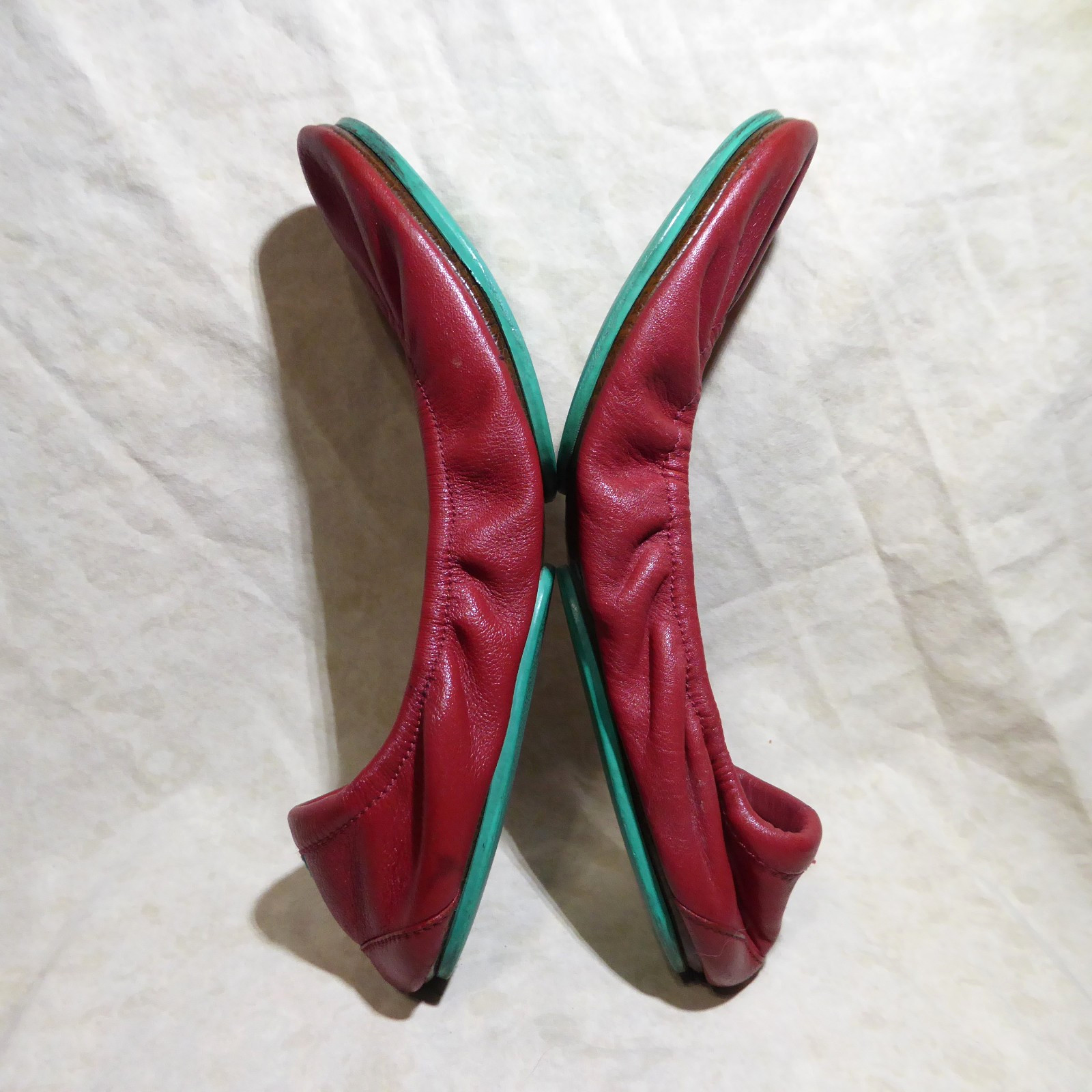 🩰 Tieks by Gavrieli Foldable Ballet Flats sz 9 Cardinal Red 100% Nappa Leather