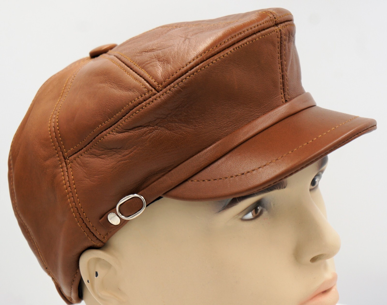 5 Colors REAL LEATHER Men Gatsby Newsboy Ivy Hat Golf Driving Flat Cabbie M-3XL