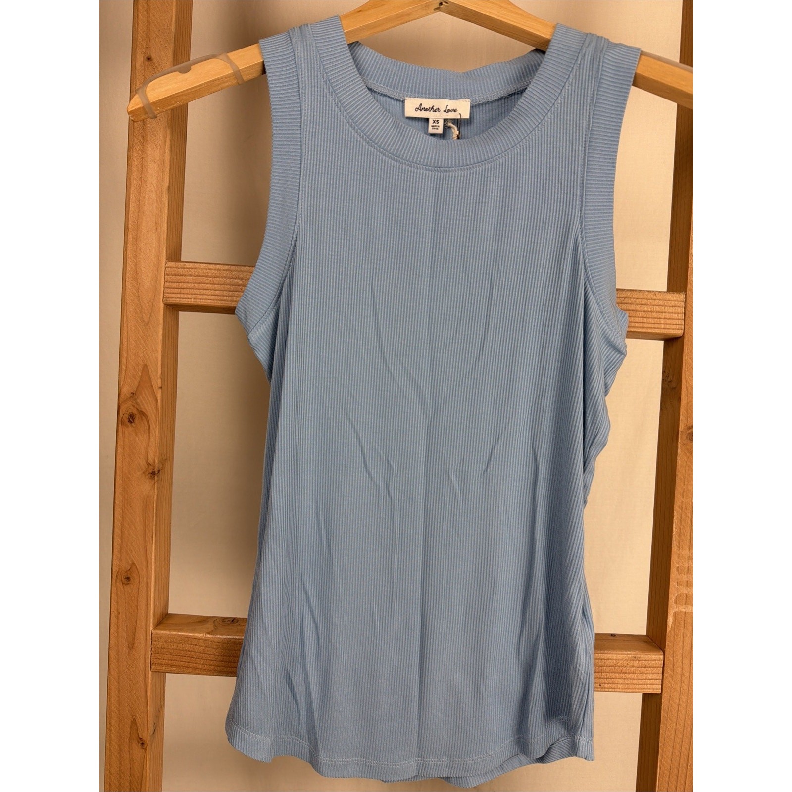 NWT Another Love Dear John CLEO Ocean Blue Ribbed Tank Top #1106 Size XL
