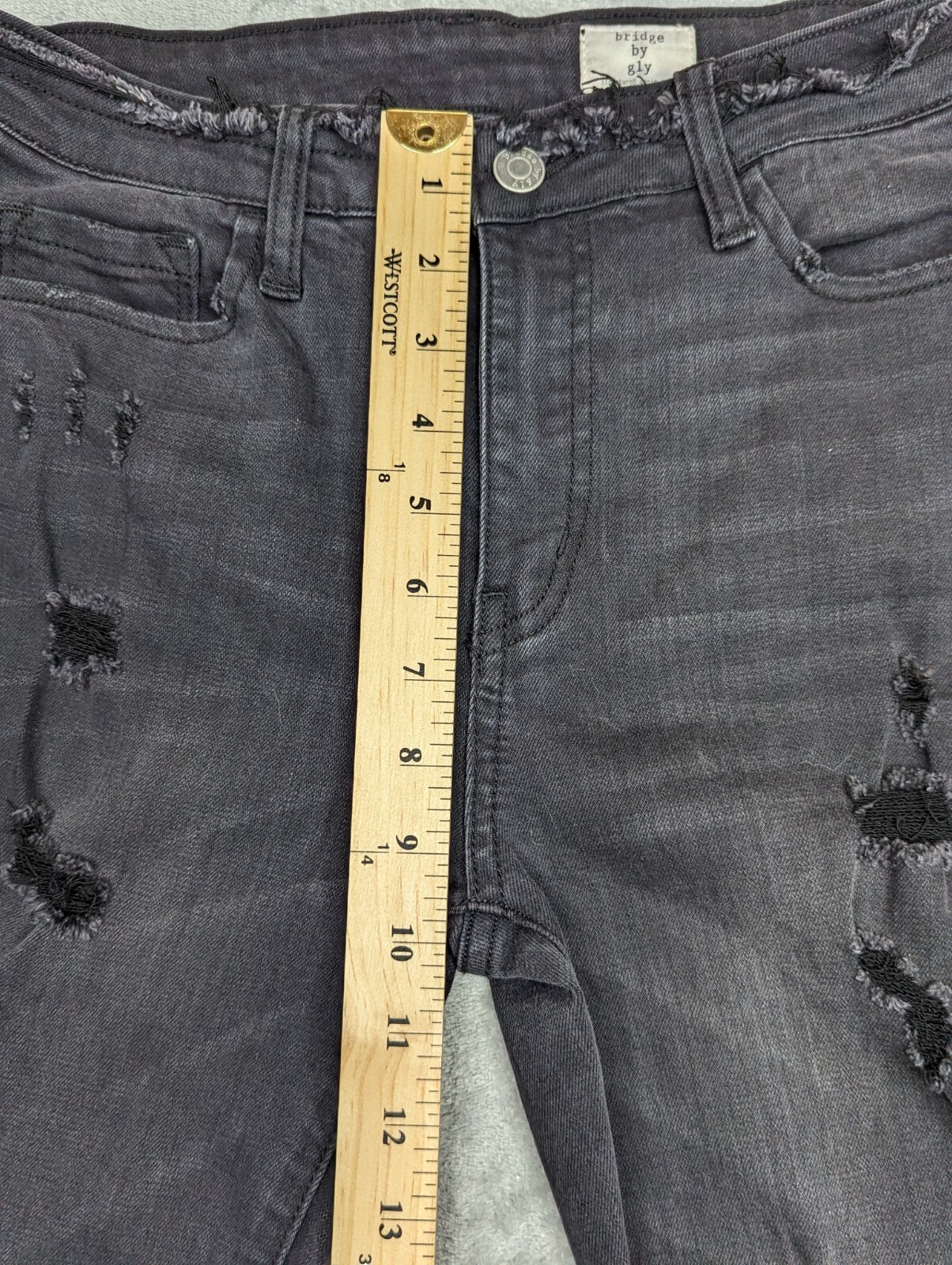 Bridge by Gly Structured Denim High Rise Skinny Distressed Black Size 27