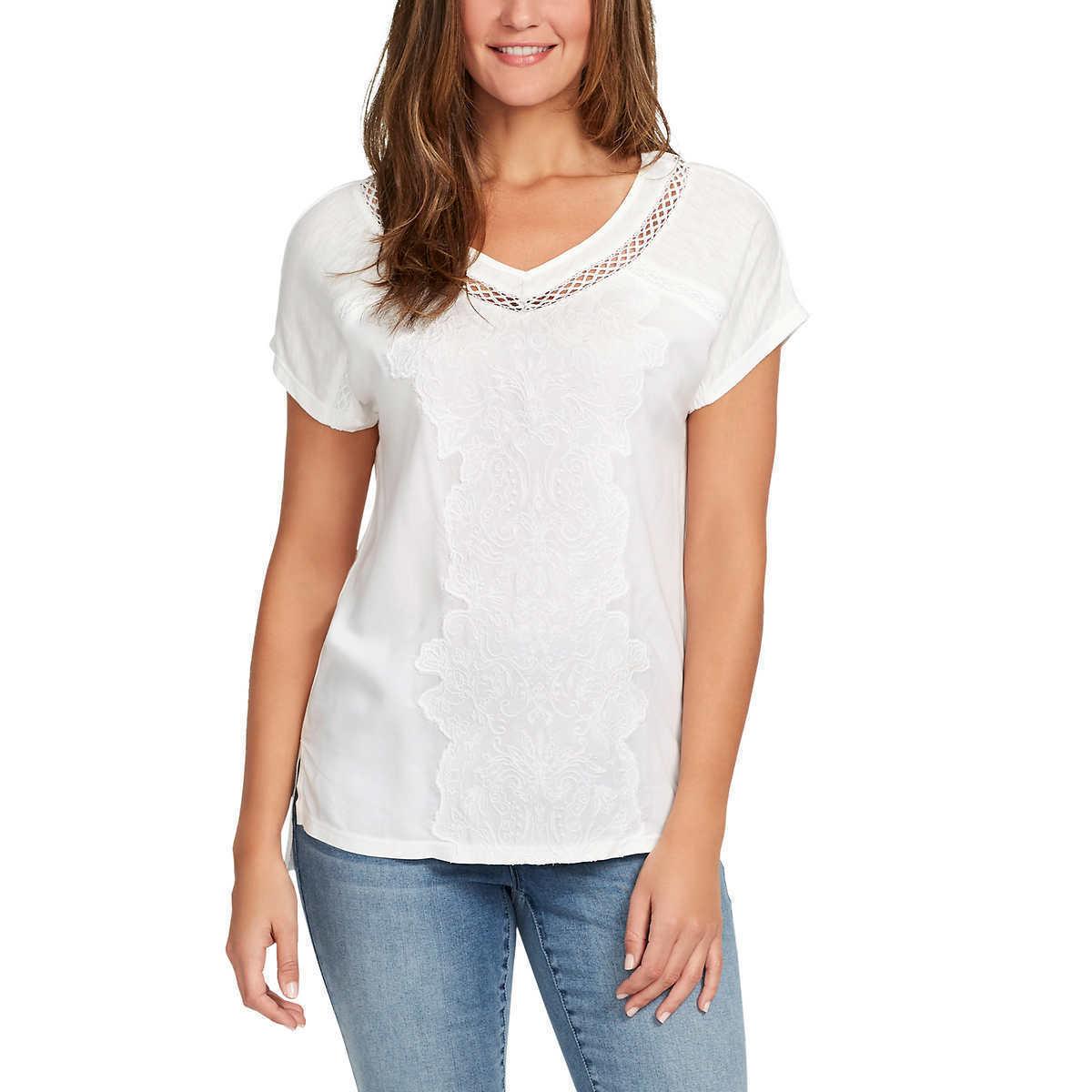 Gloria Vanderbilt Ladies’ V-Neck Embroidered Top – Size/Color Varies – G-7
