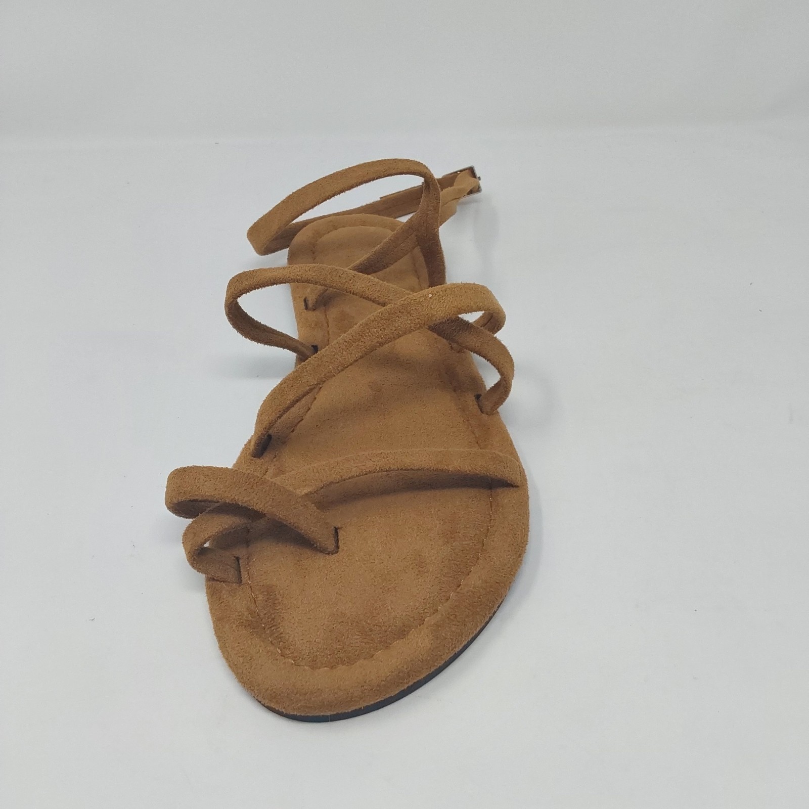 Womens Gladiator Sandals Brown Faux Suede Strappy Flat Sandals US 8 NWT