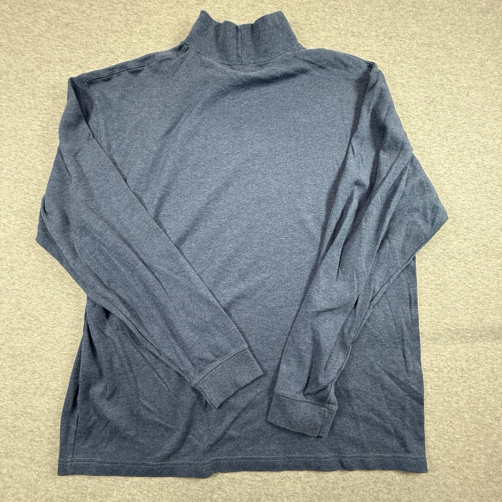 LL Bean Mens Large Turtleneck Shirt Long Sleeved Blue Pullover