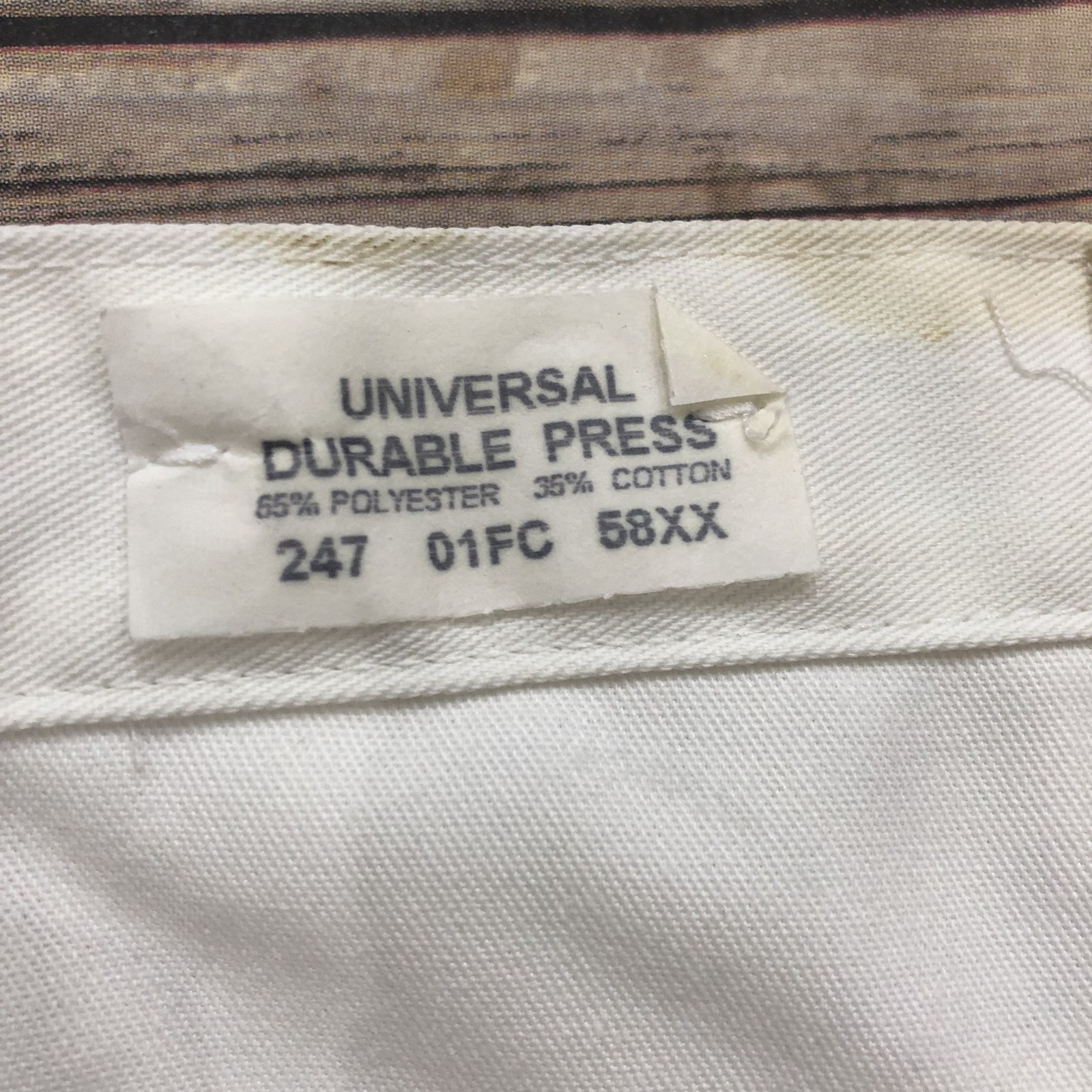 Classic Industrial Work Pants White Men’s Waist 58 60 Unhemmed Uniform PT20 #89