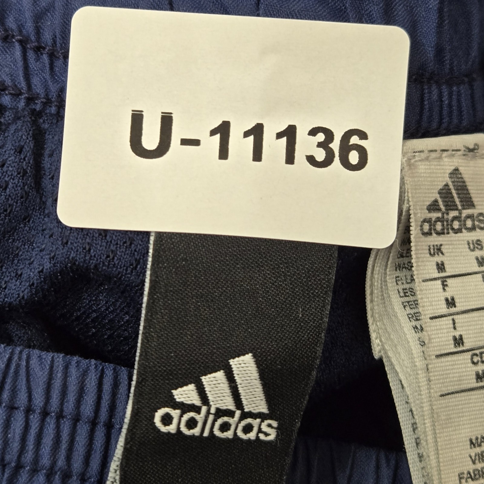 Adidas Men Activewear Pants M Blue Nylon Polyester Embroidered Track