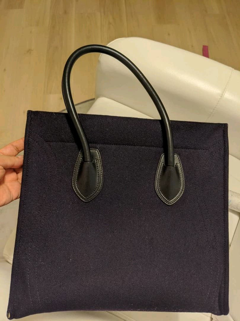 CELINE Phantom Luggage Tote Large Expandable Black Felt Leather Used
