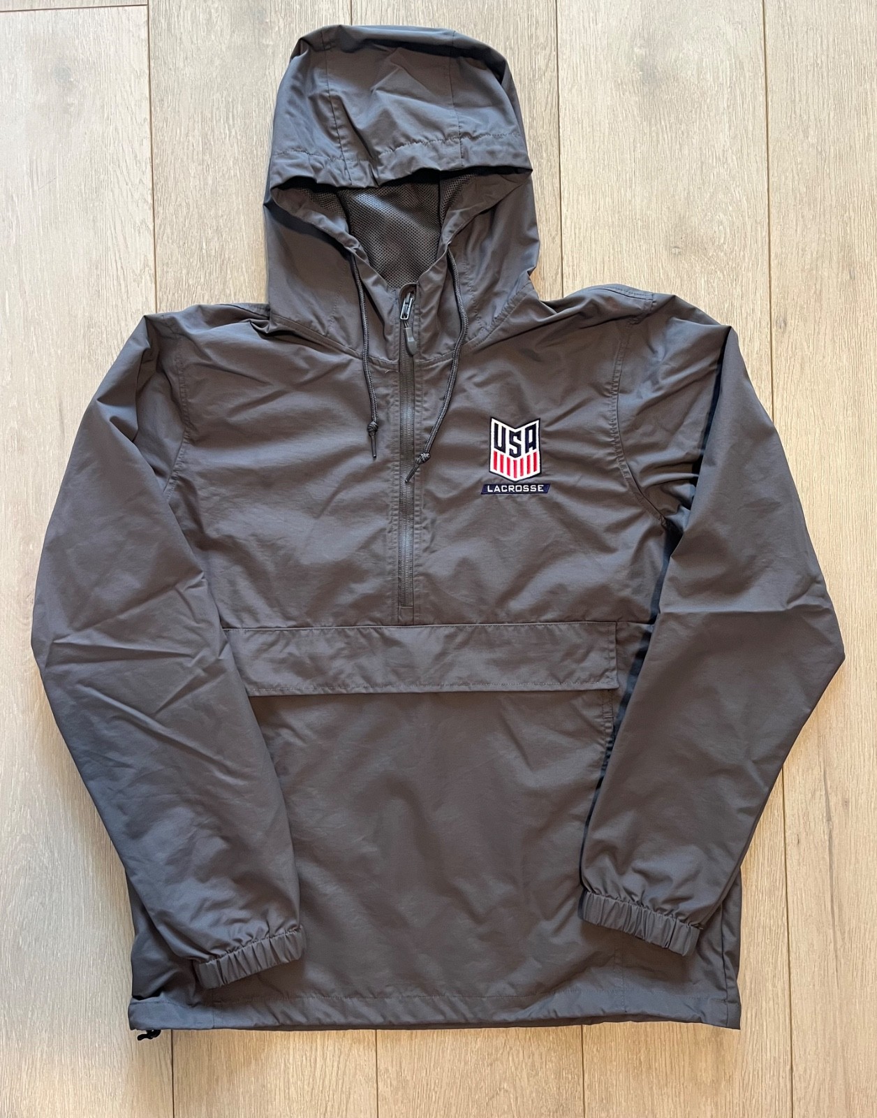 independent trading company mens nylon usa lacrosse windbreaker hoodie jacket m