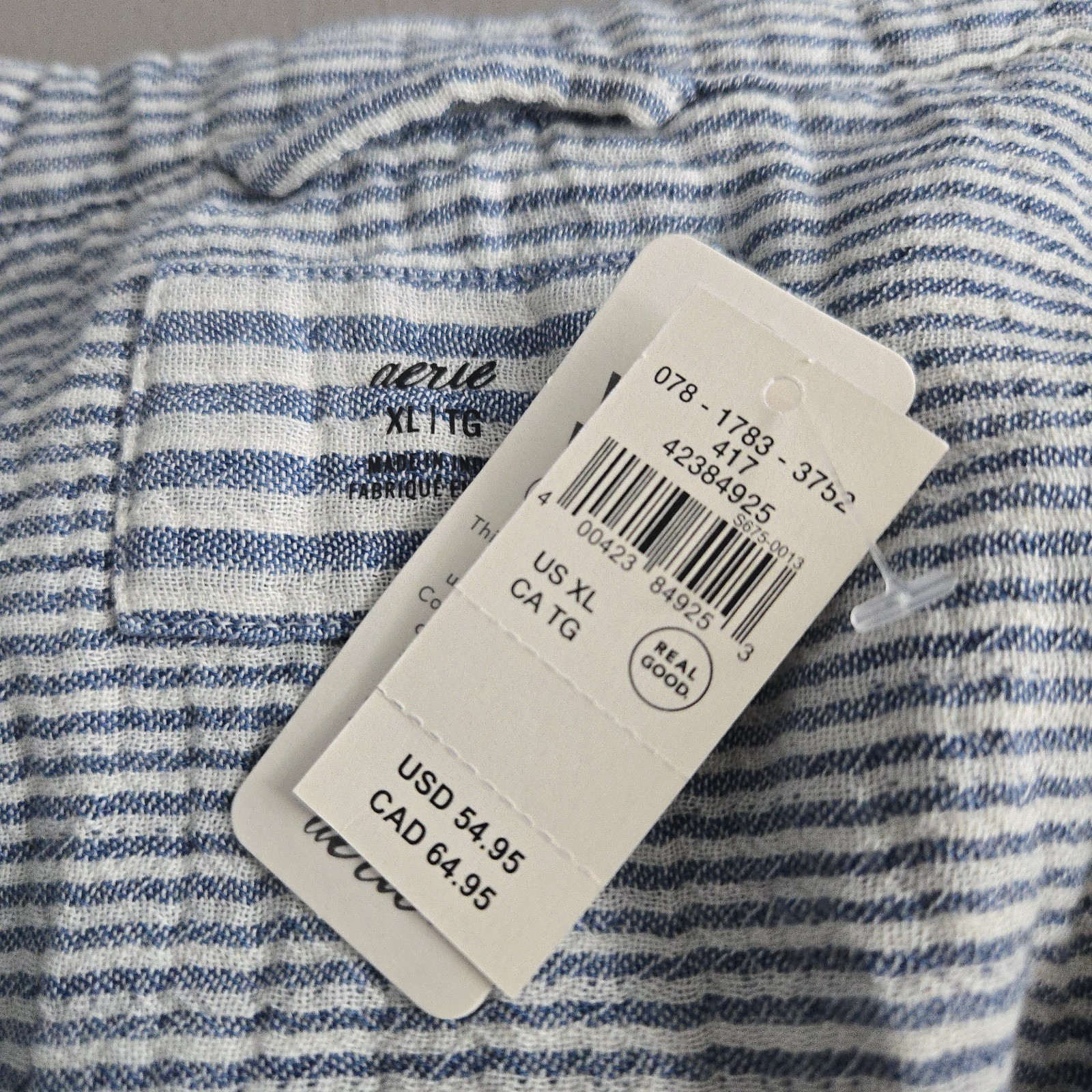 Aerie Women’s 100% Cotton Button Up Blouse Striped XL