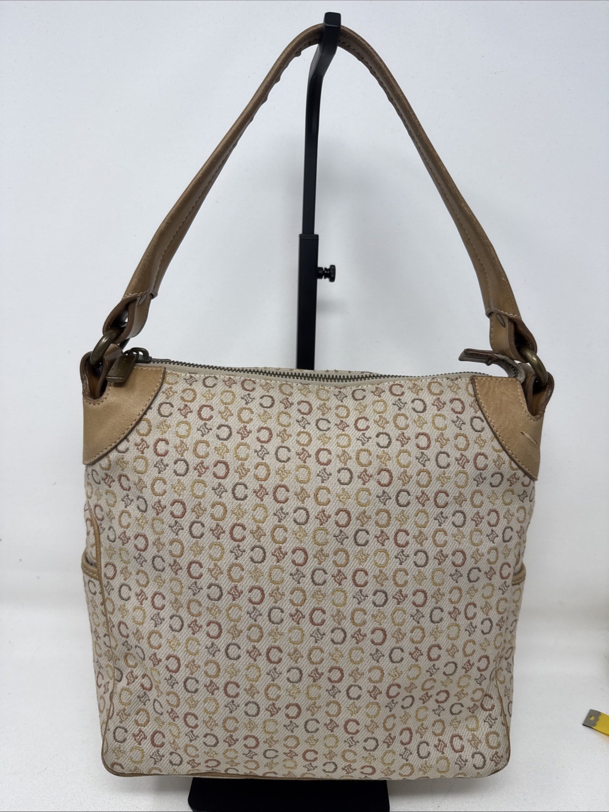 CELINE Vintage C Macadam Canvas Beige x Brown Women’s Authentic